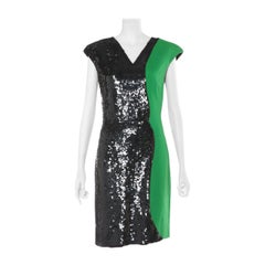 Emilio Pucci  Paillettenbesetztes Viskosekleid Schwarz x Grün
