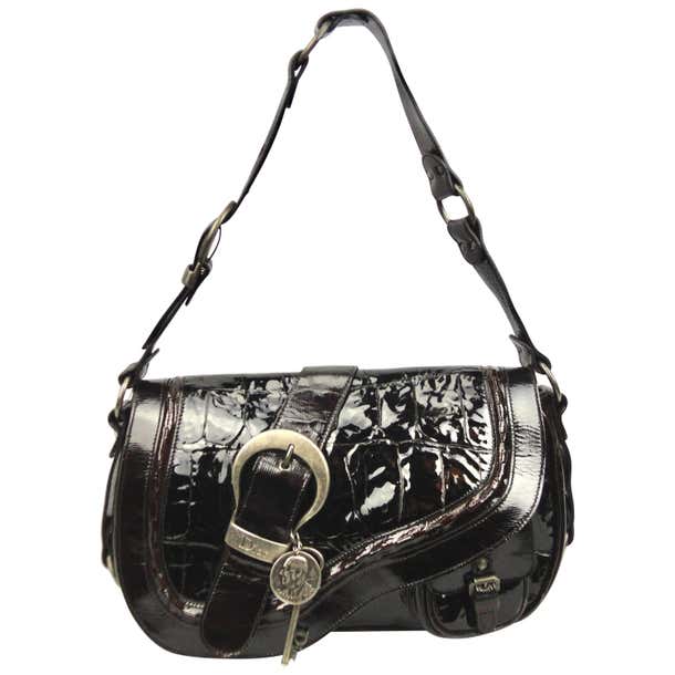Christian Dior Croc Embossed Patent Leather Gaucho Bag at 1stDibs ...