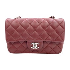 Chanel Classic Flap Rectangular Mini Burgundy Lambskin Silver HW, 2019