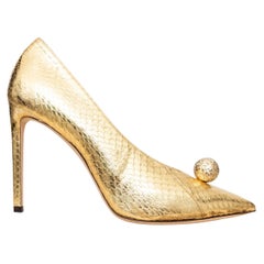 Jimmy Choo Metallic Snakeskin Orb Pumps - '10s
