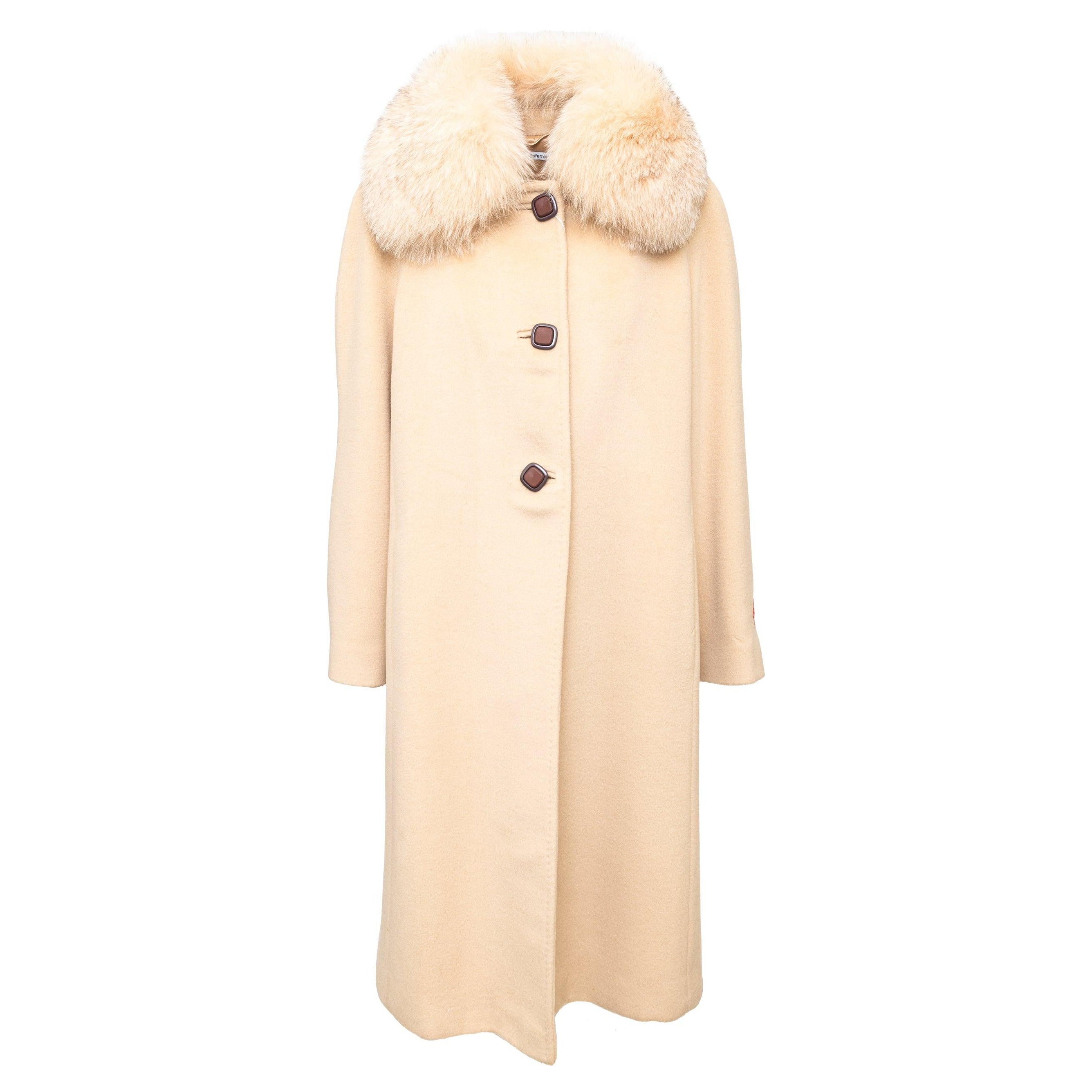 Delia Ferrari Wool and Fur Coat - '90s For Sale