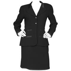 Chanel Black Wool 2 Piece Skirt Suit sz FR40