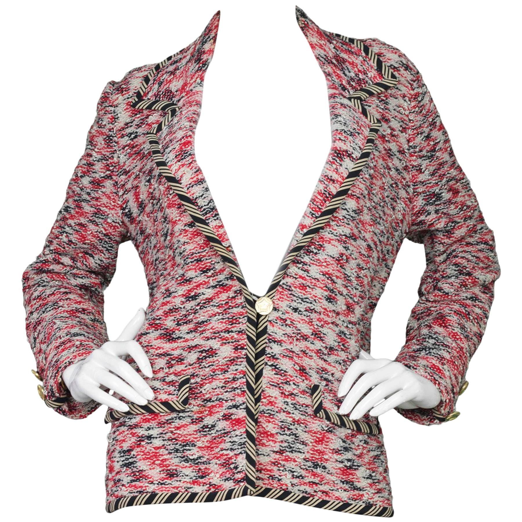 Adolfo Multi-Colored Tweed & Silk Jacket
