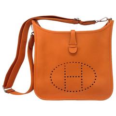 Hermes Evelyne III PM Orange Clemence Leather Handbag in Dust Bag 2014