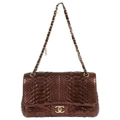 Chanel Metallic Plum Python Classic Flap Bag 4