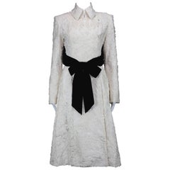 ICONIC TOM FORD for YVES SAINT LAURENT FALL 2002 CREAM JACQUARD SILK COAT Small