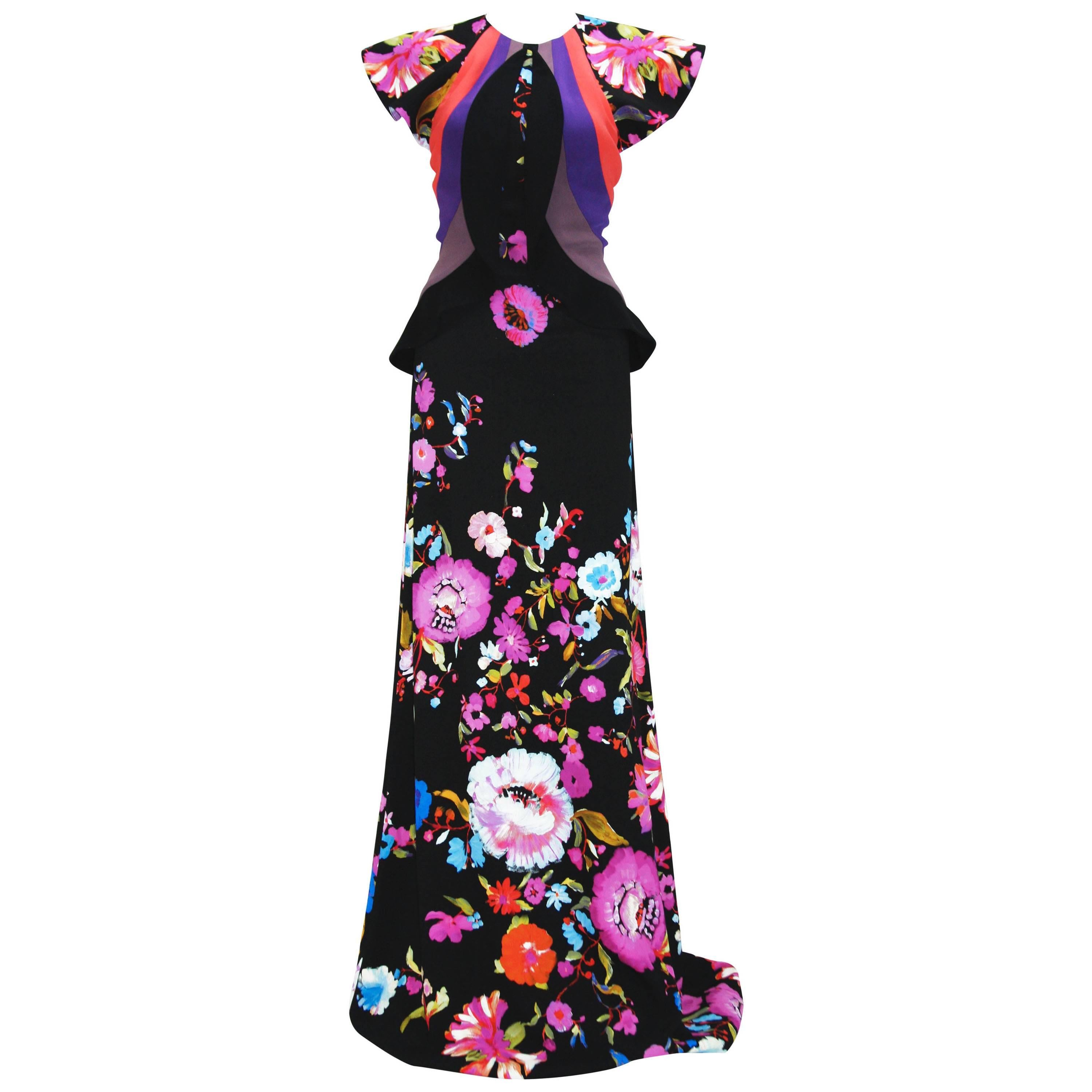 ETRO - Robe longue italienne à imprimé floral, campagne AD, dos ouvert, taille 40 - US 4, état neuf en vente