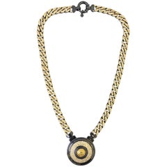 1990s Gianni Versace gunmetal and gold tone medallion chain  
