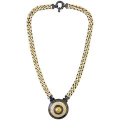 1990s Gianni Versace gunmetal and gold tone medallion chain 7