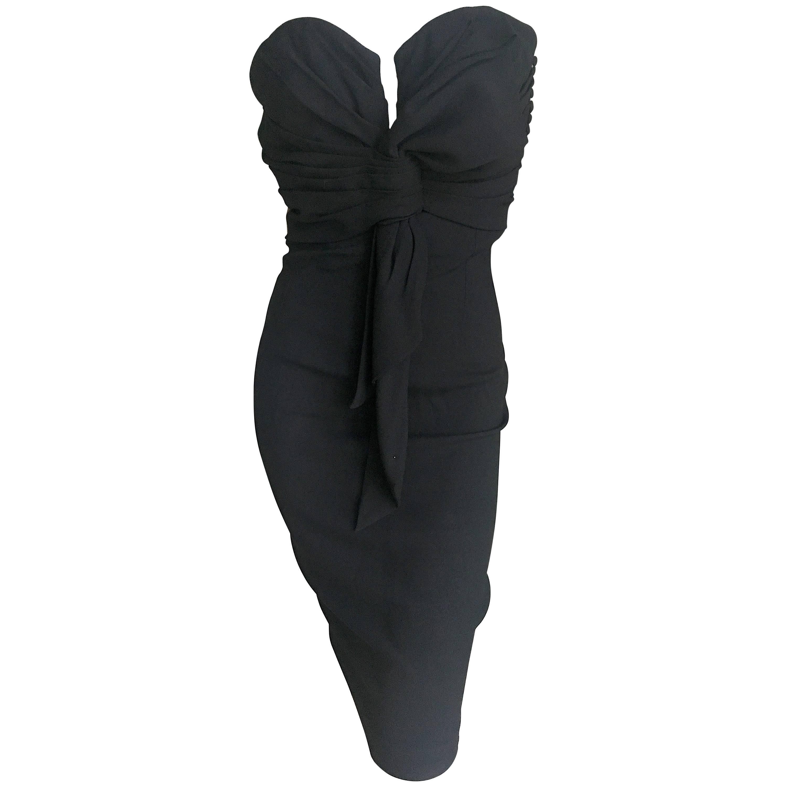 Christian Dior by John Galliano Low Cut Black Cocktail Dress