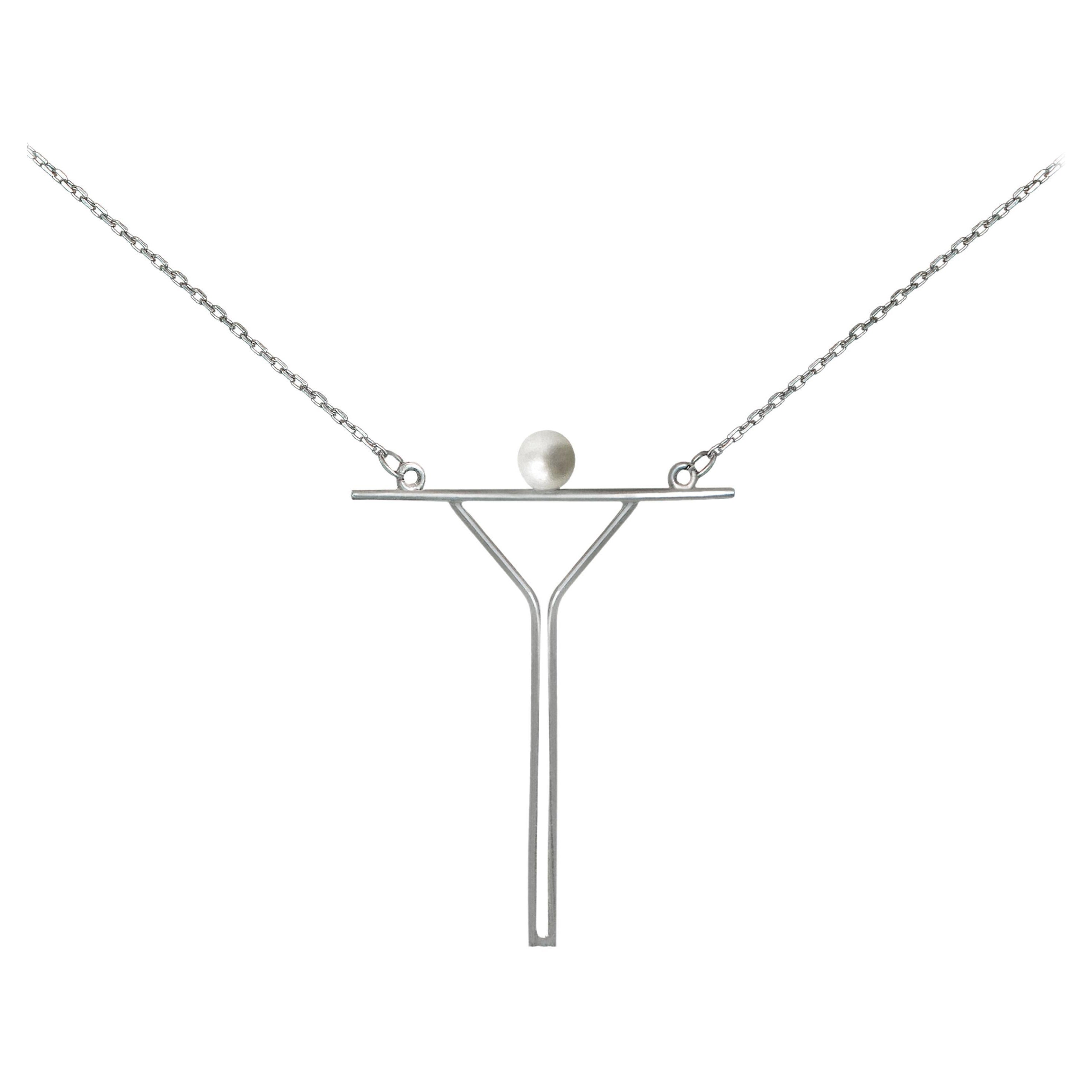 Minimalistische Perle Contemporary Anhänger auf .925 Vergoldung Sterling Silber Kette