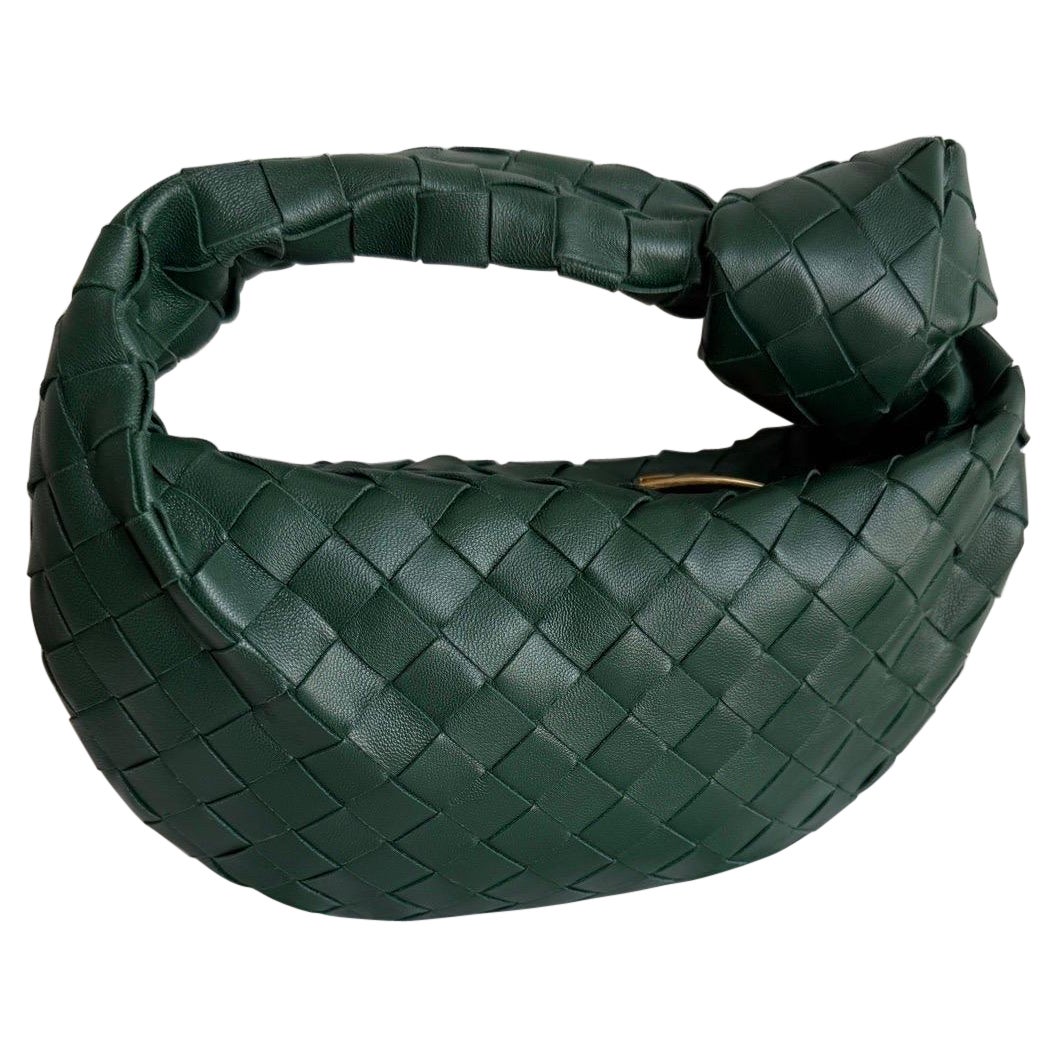 Bottega Veneta Dark Forest Green Mini Lambskin Leather Clutch Bag For Sale