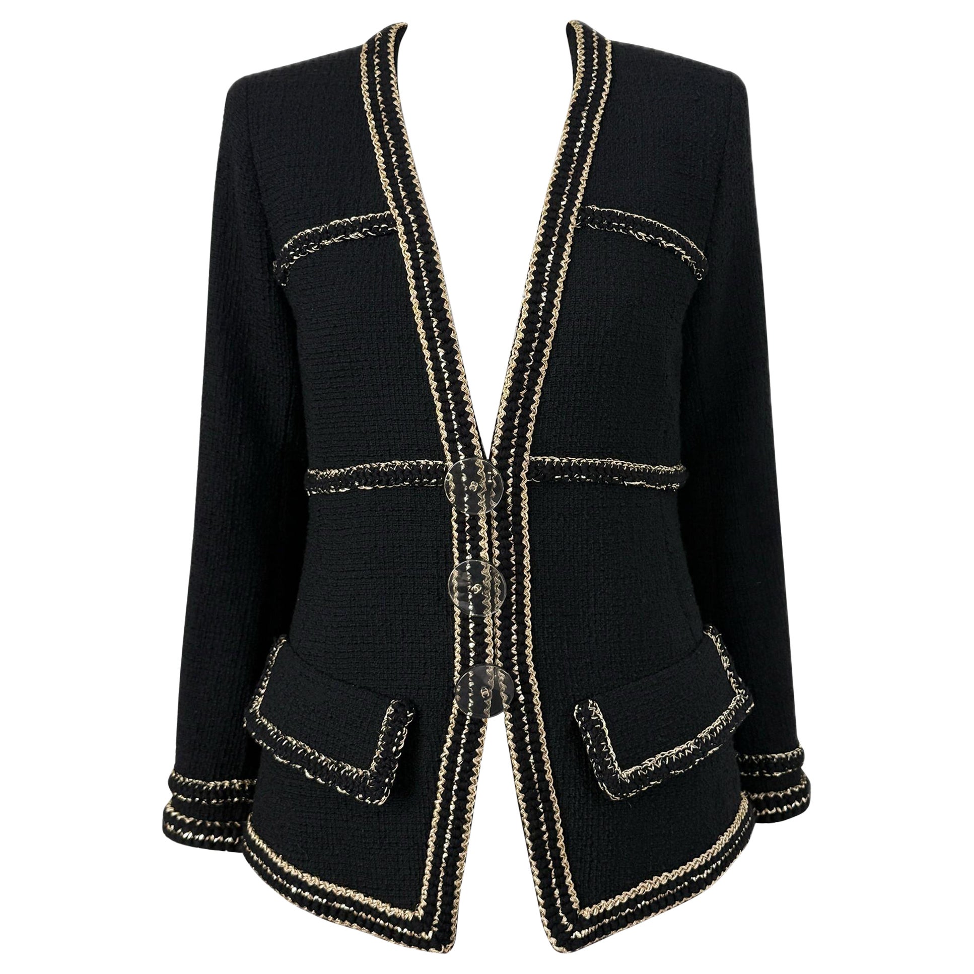Chanel New Paris / Cosmopolite Black Tweed Jacket 40 FR For Sale
