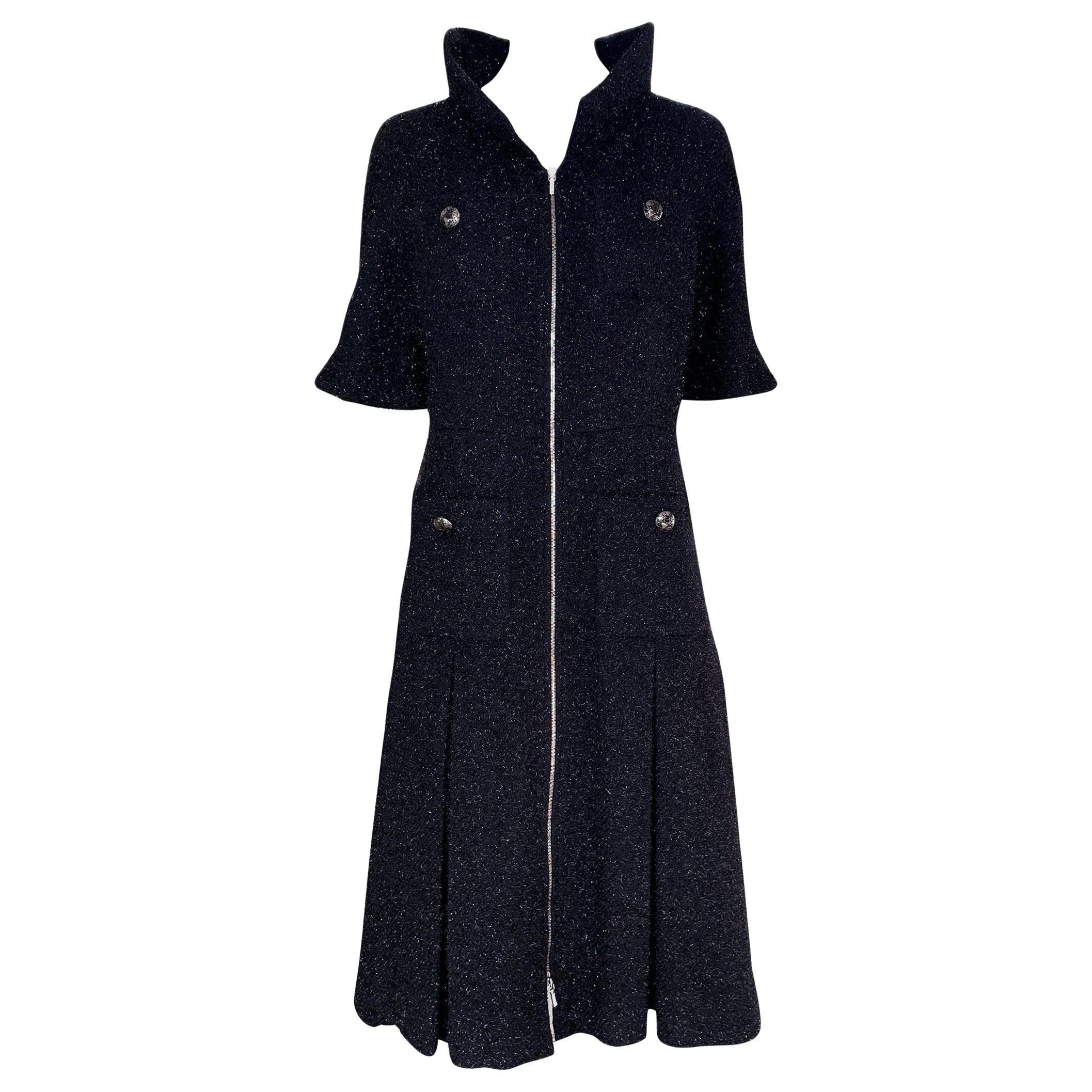 Chanel New Iconic Globalization Black Tweed Jacket Dress 36 FR in vendita