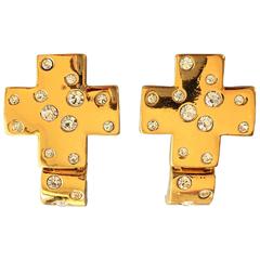 Vintage Yves Saint Laurent Cross Earrings 