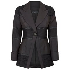 1998 Runway Jacques Fath Black Silk Lacework Jacket