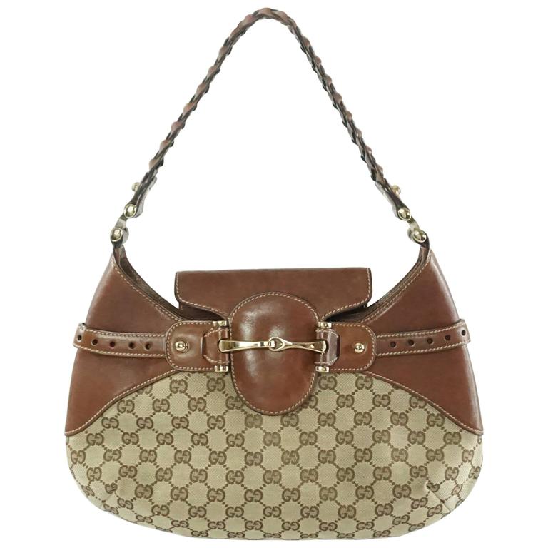 GUCCI Vintage GG Monogram Mini Shoulder Bag Pochette Brown Canvas Nylon  RankAB+