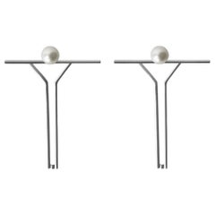 Contemporary lever-back Minimalistic Every Day Stud silver Earrings with pearls