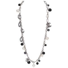 Chanel Coco Pearl Silver Long Necklace