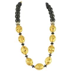 Masha Archer Gold and Black Large Bead Necklace 