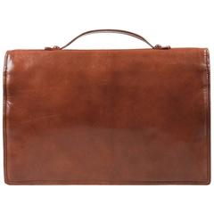 Vintage Bottega Veneta Brown Leather Top Handle Double Flap Briefcase Bag