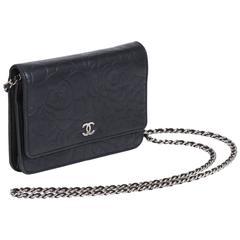 Chanel Black Camellia Wallet on a Chain Bag