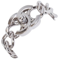 Chanel Turn Lock Silver Logo Bracelet