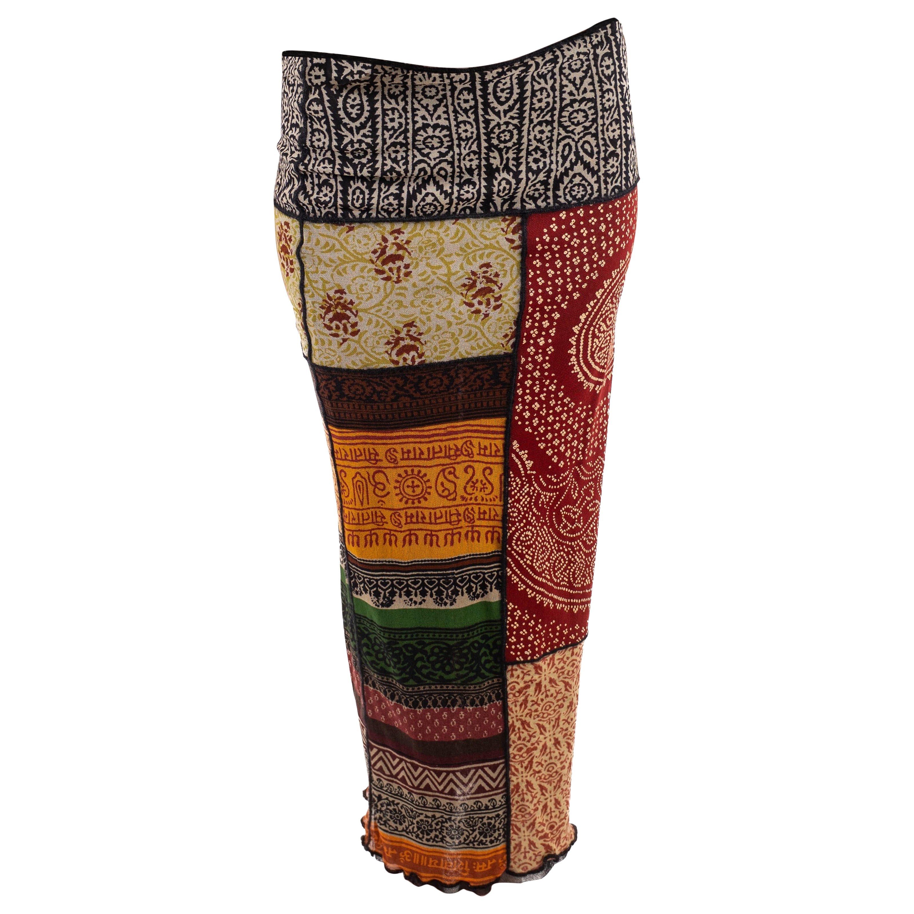 2000S JEAN PAUL GAULTIER Earth-Tone Nylon Mesh Skirt For Sale