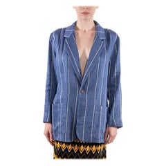 1980S Ralph Lauren Blue & White Striped Cotton Jacket