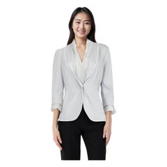 Salvatore Ferragamo Chaqueta azul con volantes Talla L