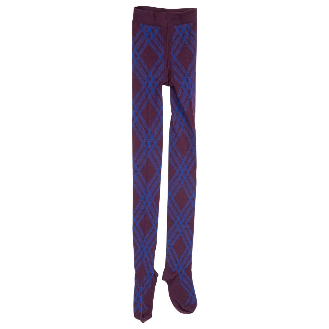 Burberry Purple Check Wool Blend Tights Size M