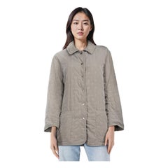 Hermès Grey Quilted Embroidered Coat Size XS