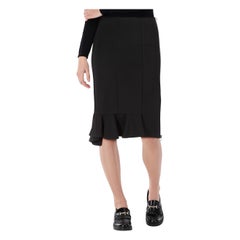 Givenchy Schwarzer Midirock mit Rüschenbesatz Größe L