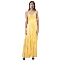 A.L.C. Yellow Aries Satin Pleated Maxi Dress Size L