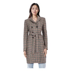 Victoria Beckham Grey Checkered Wool Coat Size M