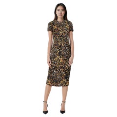 Victoria Beckham Dotted Print Midi Bodycon Dress Size S