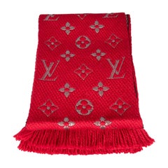 Louis Vuitton Red Logomania Wool Scarf