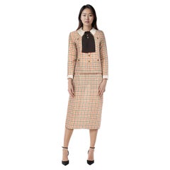 Gucci Checkered Tweed Bow Blazer & Skirt Set Size S