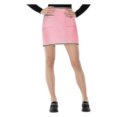 Miu Miu Pink Wool Contrast Trim Mini Skirt Size S