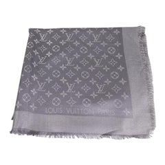 Louis Vuitton Grey Silk Monogram Shawl