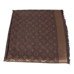 Louis Vuitton Brown Silk Monogram Classic Shawl