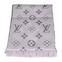 Bufanda con flecos Louis Vuitton Logomania de lana gris
