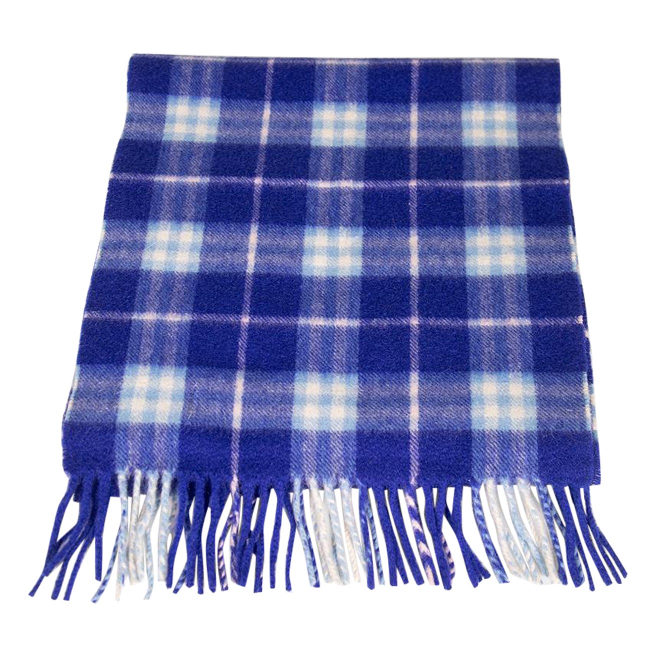 Burberry Blue Check Cashmere Scarf For Sale