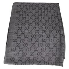 Gucci Grey Wool GG Monogram Scarf