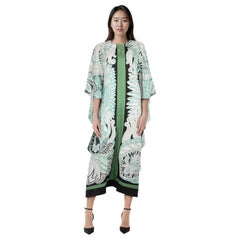 Hermès Abstraktes Druck Seide Kaftan Kleid Größe M