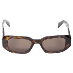 Prada Brown Tortoiseshell Rectangular Frame Sunglasses