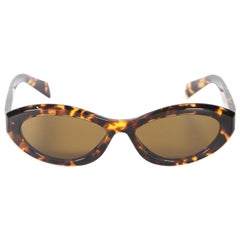Prada Brown Tortoiseshell Oval Tinted Sunglasses