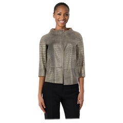 Prada Grey Alligator Jacket with Mink Trim Size XS
