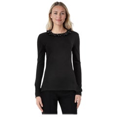 Top à col orné en tricot noir Burberry Taille M