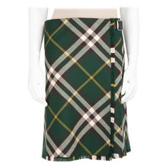 Kilt in lana a quadri verde Burberry taglia XS